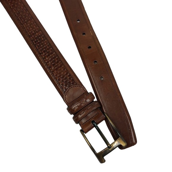 MEZLAN Parma Dama' Woven Leather Belt Brown 40 Men's - Picture 4 of 9